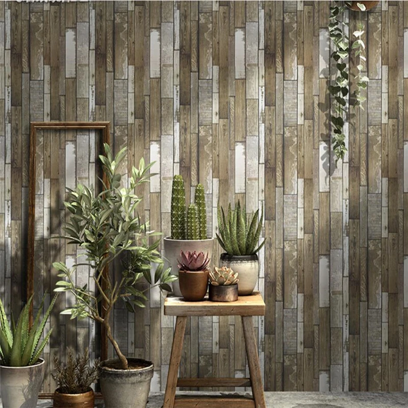 

wellyu Retro Vintage Chinese Wood Stripe Wallpaper Hair Salon Wallpaper Bar Clothing Shop Restaurant Cafe Wallpaper