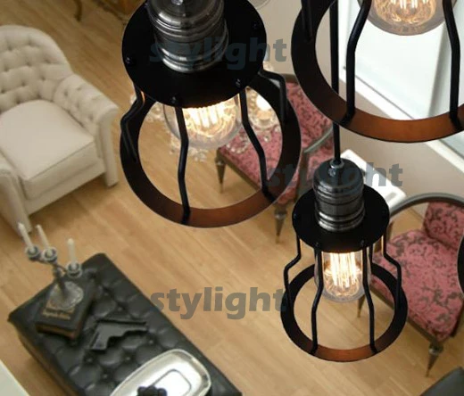 Pendant lamp LOFT edison chandelier lighting Vintage CAGE FILAMENT PENDANT industrial lighting Edison-style filament bulb black