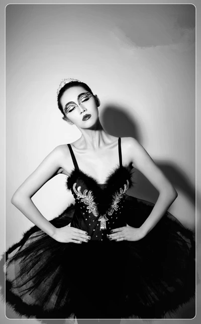 Ballet dress Adult ballet yarn costumes Black swan dance dress feather Ballet tutu sequins professional dress