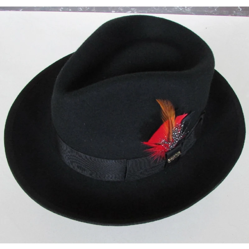 

LIHUA Brand 100% wool derby felt billycock hats winter fashion Bowler Hat wool fedora trilby hats for men .2017 New Feather Hat