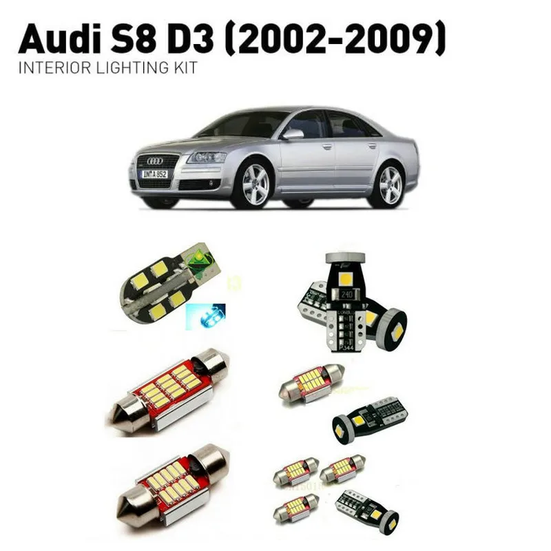 

Led interior lights For Audi S8 D3 2002-2009 18pc Led Lights For Cars lighting kit automotive bulbs Canbus