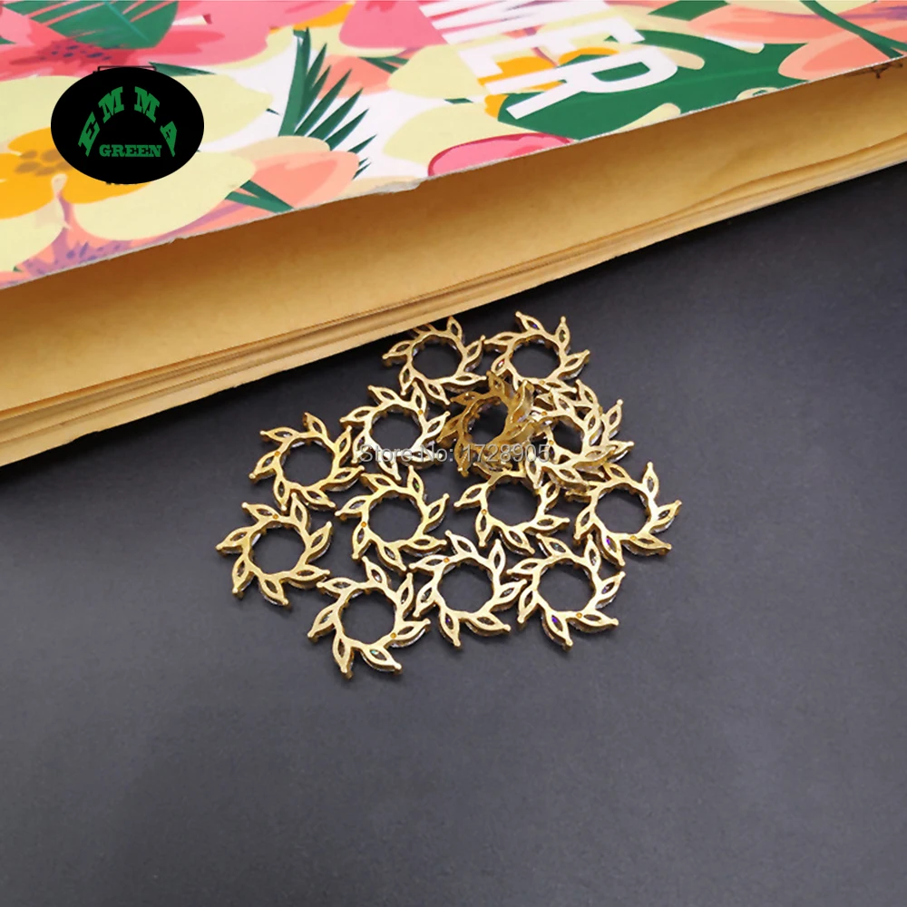 Zircon Flower Ring Charms Pendant 100pcs Zircons Crystal Gold Charm for DIY Findings Earrings Zircons Accessories Embellishments