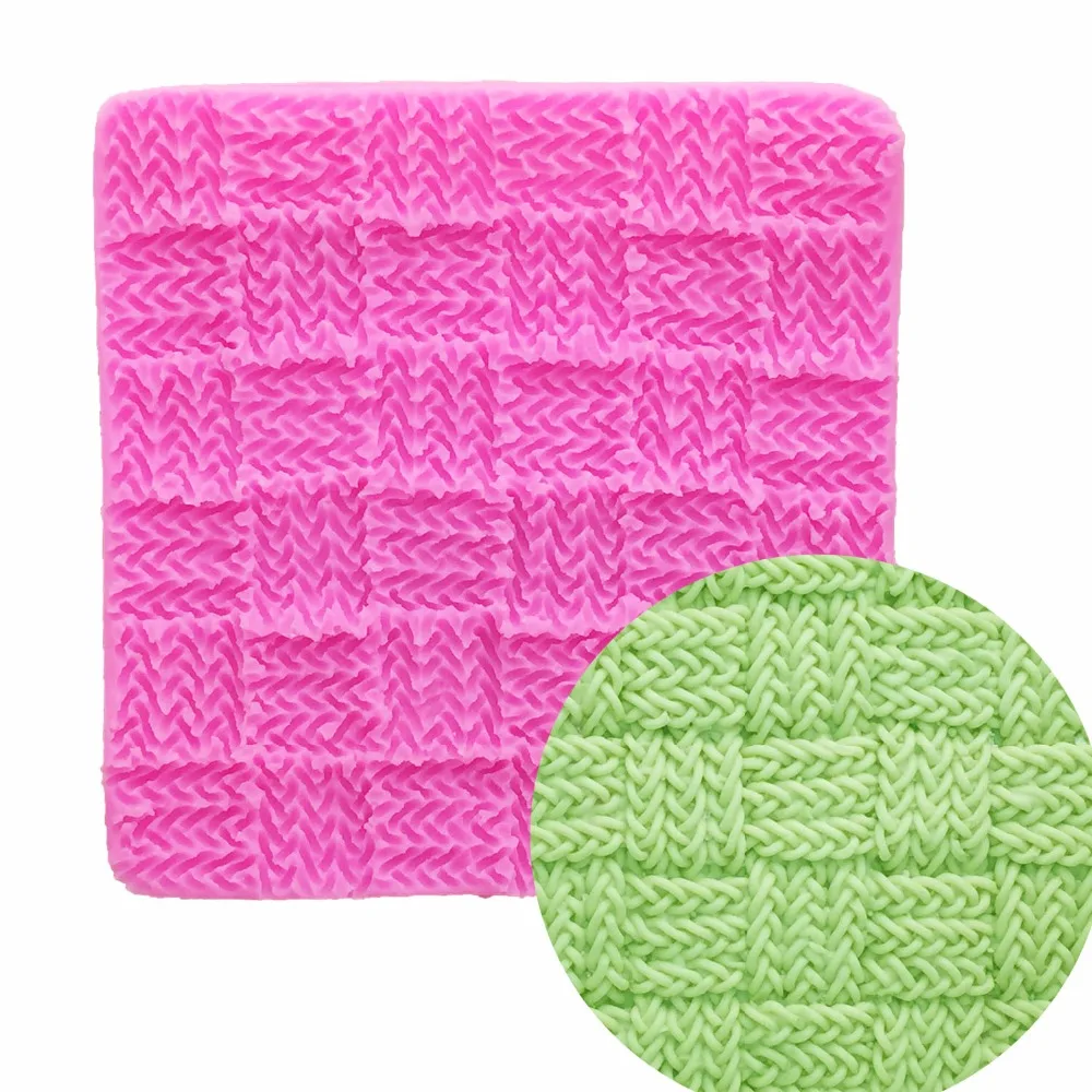 DIY Lace mat Silicone Mold Needle Knitting Wool Texture Fondant Cake Decorating Sugar Craft Flower baking Mold T1116