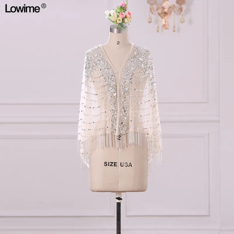 

Sexy Women Wedding Jacket Full Beading Crystal Warp Long Sleeves Jackets Customized Warp Elegannt Jacket Women