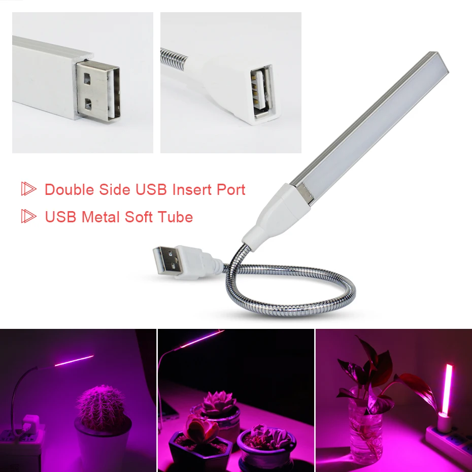 Led Grow Light Full Spectrum Red Blue 5V USB Grow Lights Flexible Pole 3W For Hydroponics Seedlings Flowers Plants Growing Lamp