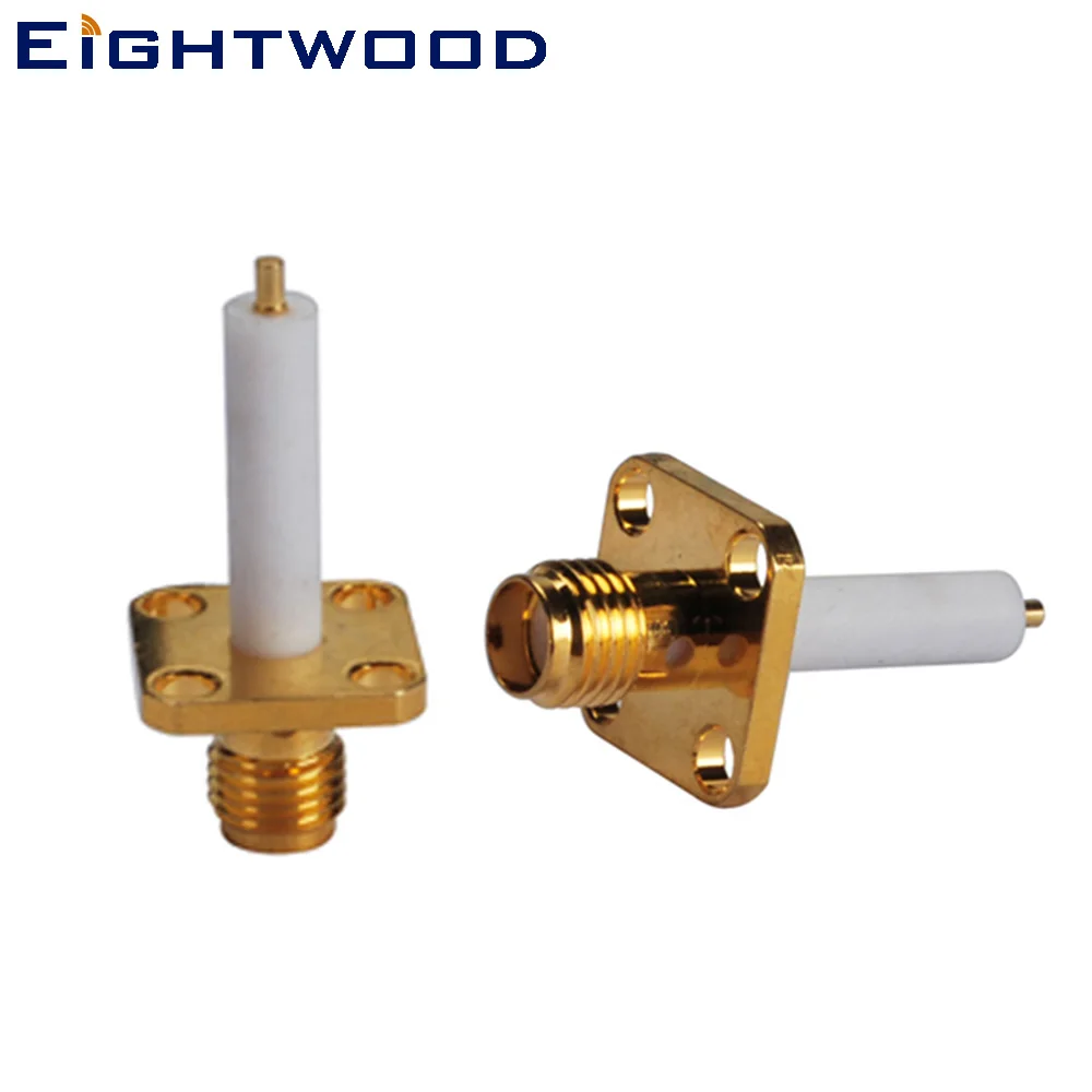 Eightwood SMA Jack Female RF Coaxial Connector Adapter Panel Mount 4-Hole Long Extended Dielectric,Solder Post for Antenna