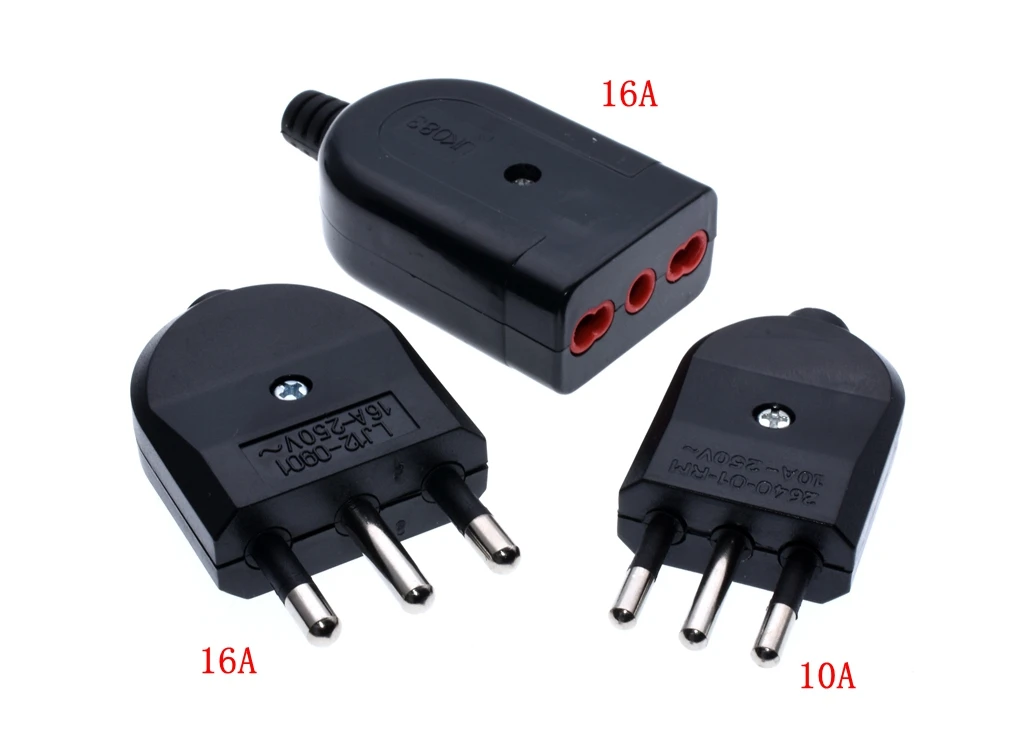 3PIN Italy Type L Rewireable Power Plug 250V 10A /16A
