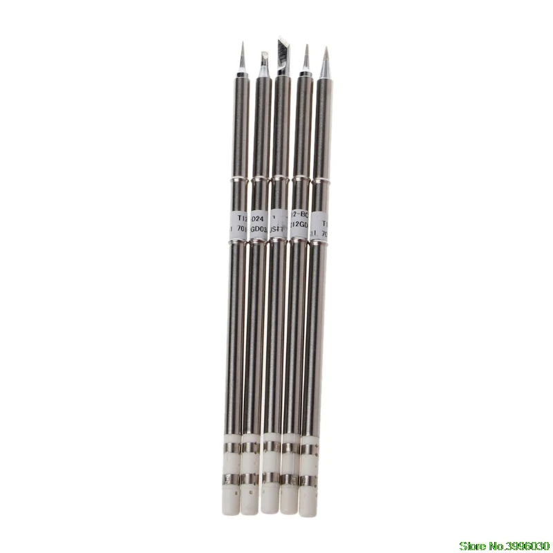 2025 New 5 Pcs T12 Series Solder Iron Tips For Hakko FX951 Soldering Station FM-2027 2028