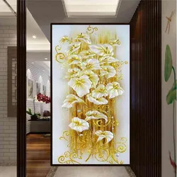 Needlework,Cross stitch For Embroidery,Gold Lily Flower Floral Print Pattern Cross-Stitch kit home painting wedding gift