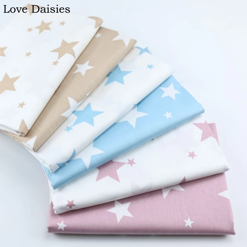 100% cotton twill PALE MAUVE BLUE GREY GREEN BLACK RED CAMEL PINK WHITE star fabrics for DIY bedding patchwork handwork decor