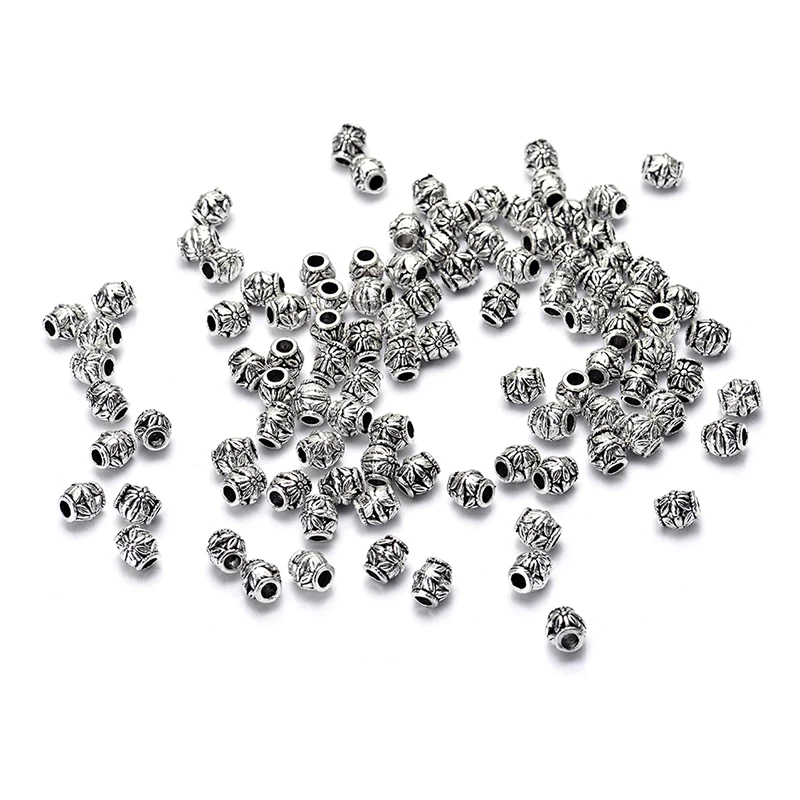 50pcs/lot 3mm hole antique vintage silver plated zinc alloy Retro Tibetan spacer beads DIY Jewelry making for strand bracelet