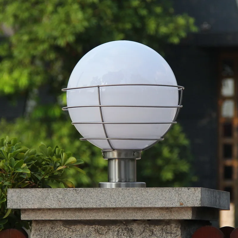 

Outdoor Lighting Ball Column Light Outdoor Pillar Garden Lamp Post White Transparent Acryl E27 Bulb Outside Pole Street Post Bra