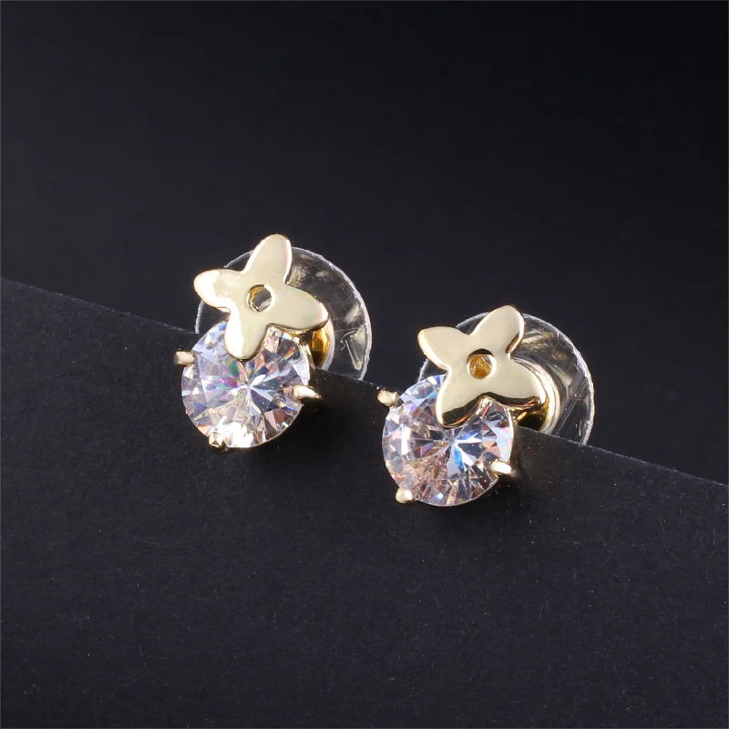 BrBridal Zircon  Ball Earrings Female Gilded Elegant Enamel Jewelry Wholesale