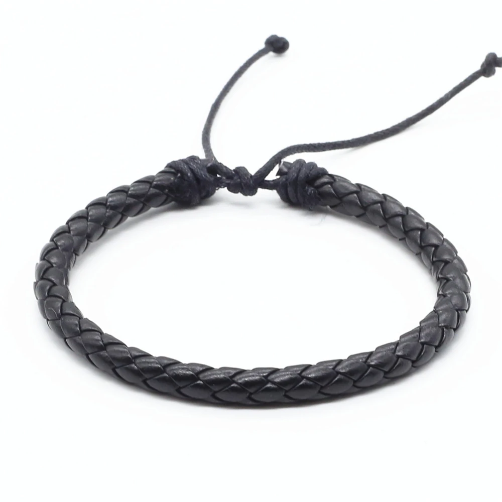 Wholesale 100pcs/lot New Fashion Wrap Handmde Rope Braid Weave Female Femme Homme Male PU Leather Men Bracelet For Women Jewelry