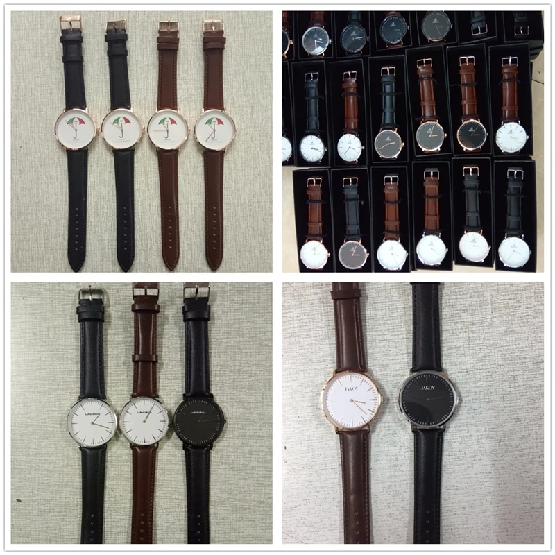 CL015 Genuine Leather OEM Custom Logo Watch Print Your Photo Couple Watches Private Label Clock Name Design Decorating Watch