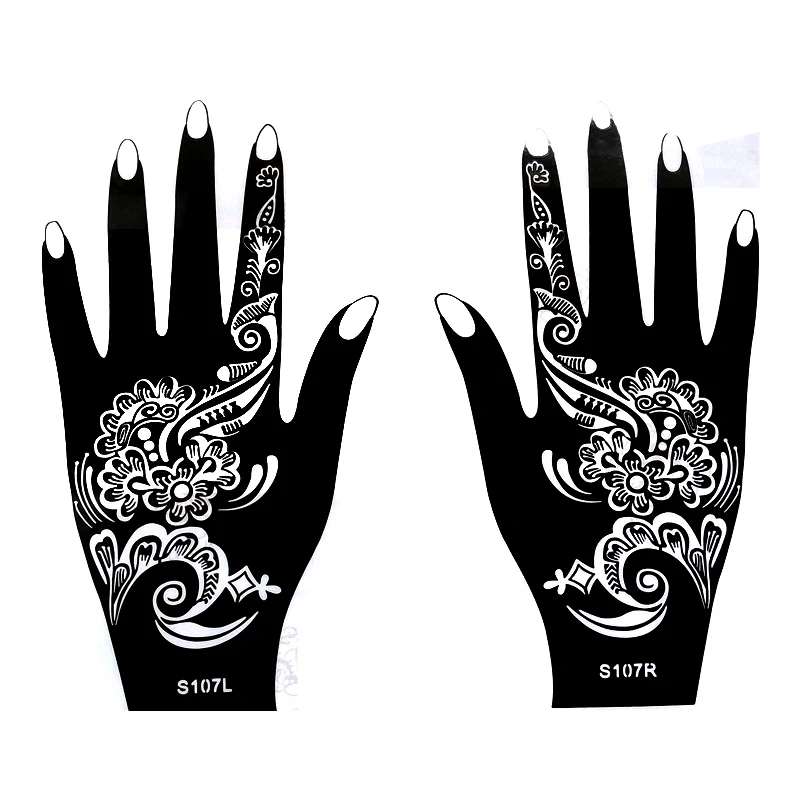 10 styles Messzemenő Hennagyökér tetováló stencils számára kezét Alapanyag festék Megcsillan Festékszóró pisztoly Mehndi Indiai Hennagyökér tatoo templates Alapanyag Festészet