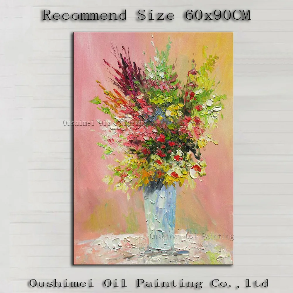 

Wholesale Simple Designed High Quality Abstract Knife Flower Oil Painting On Canvas Handmade Flower Picture For Wall Decoration