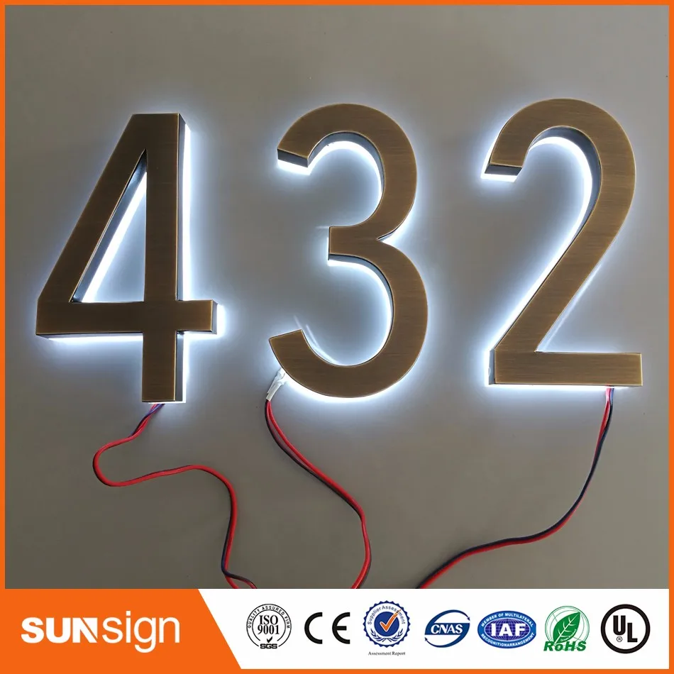 H 35Cm Custom Home Decor Rvs Led Licht Nummers Huis