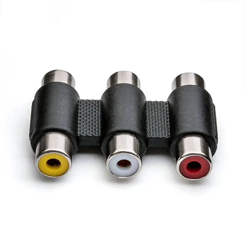 3 RCA AV Audio VideoหญิงหญิงCouplerแจ็คอะแดปเตอร์3RCAเชื่อมต่อใหม่
