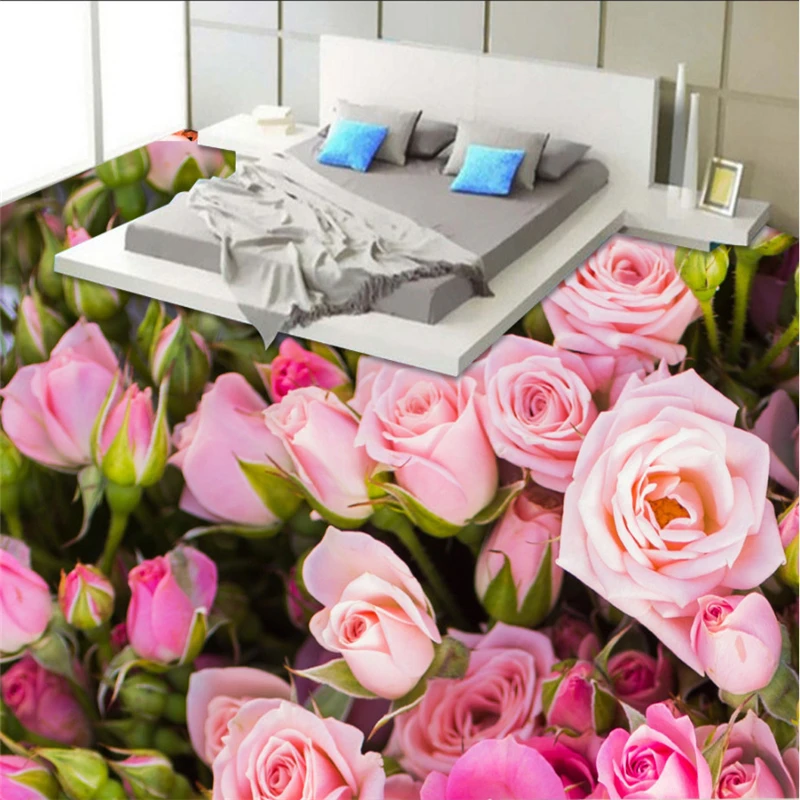 

Custom mural Home Decor 3d flooring Romantic Rose sea Bathroom Bedroom Living Room 3D Floor papel de parede tapety