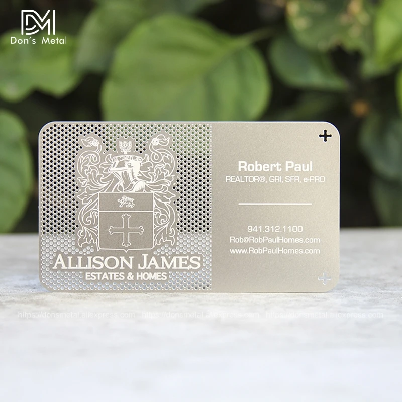 Hollow out  cut out stainless steel business card metal card design metal business card custom