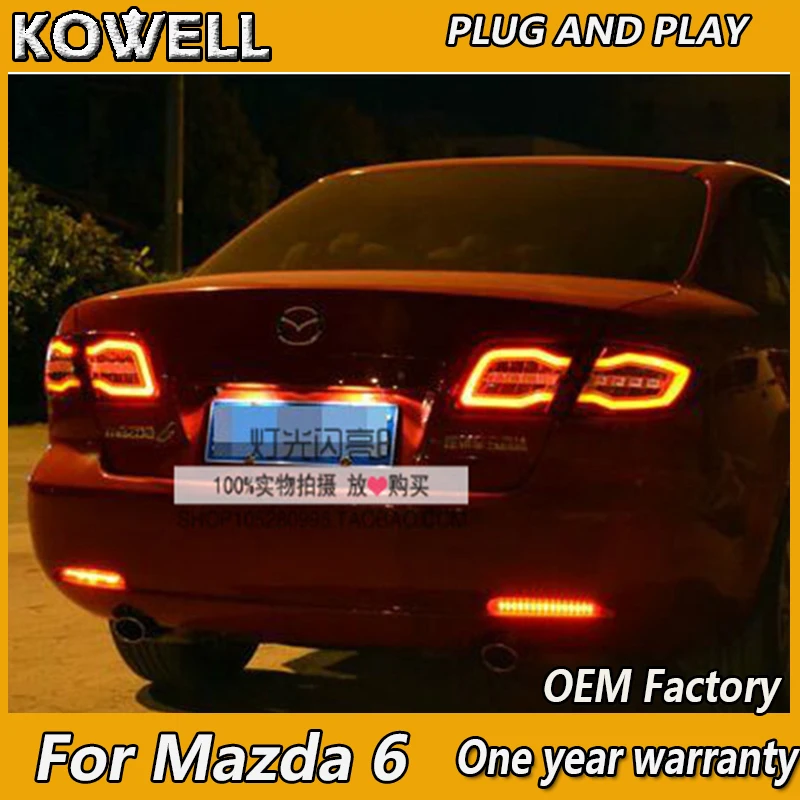 KOWELL Car Styling for Mazda 6 Taillights 2004-2013 Mazda6 Classic LED Tail Lamp Rear Lamp DRL+Brake+Park+Signal led light