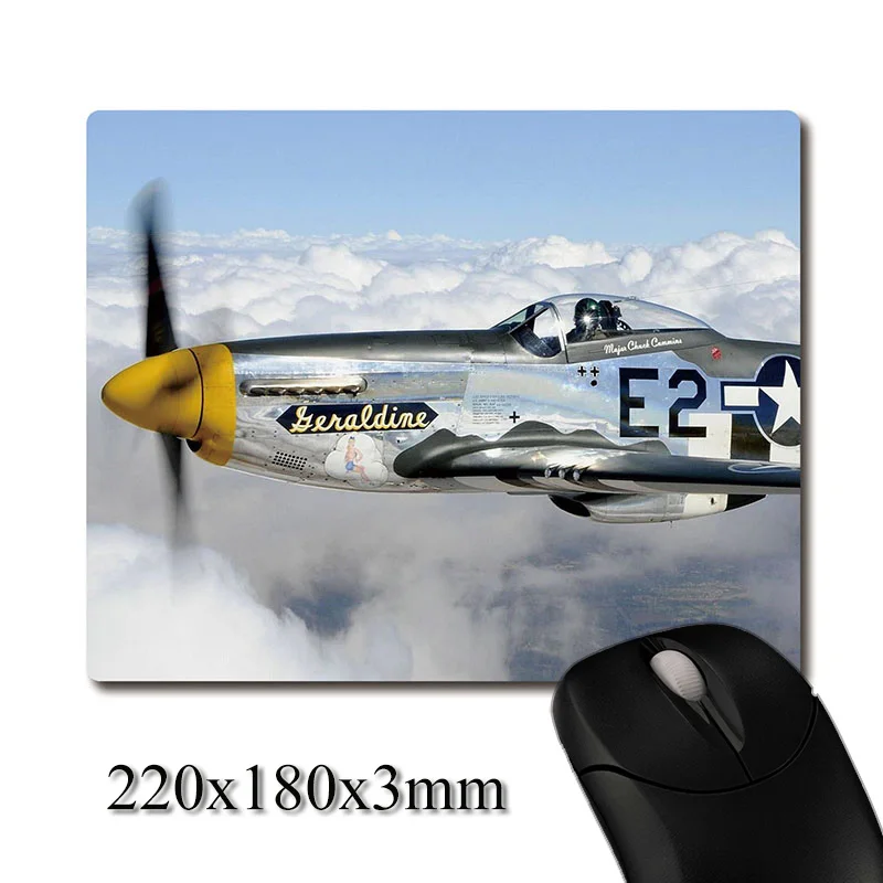 P-51 Mustang Fighter flying in sky image printed Heavy weaving anti-slip rubber pad office mouse pad Coaster Party favor gifts