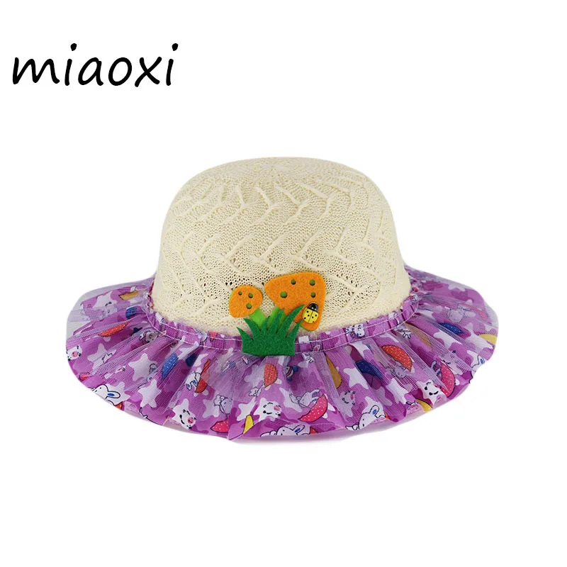 miaoxi New Fashion Beauty Girls Summer Sun Hat 4 Colors Child Breathable Lovely Caps For Kids Floral Bonnet Polyester Gorros