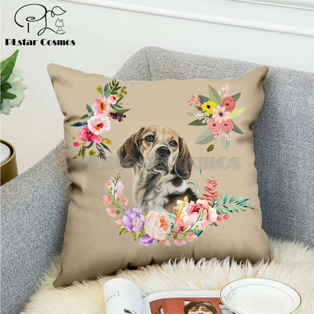 Pet dog flower puppy Nordic short plush Pillow Case Polyester Decorative Throw Pillow Cover Square style-7