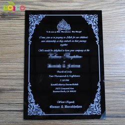 1pcs royal elegant black invitation cards with white words printing laser cut personalize invitations design