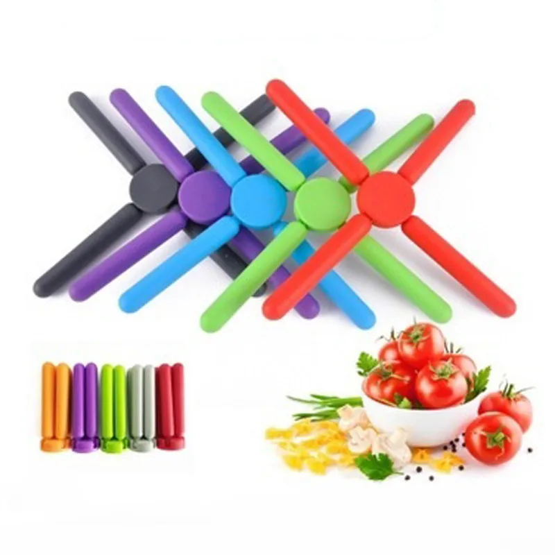 100Pcs/Lot Silicone Cross Shape Pot Placemat Coaster Foldable Heat Insulation Mat Kitchen Dinning Bowl Pad Accessories