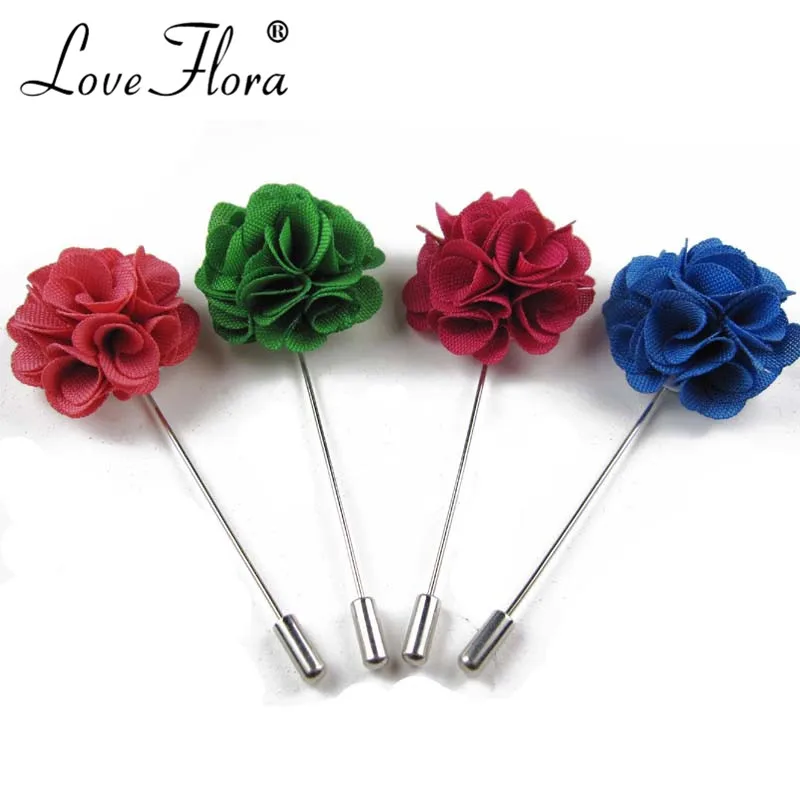 

High Quality 20PCS/LOT fabric Flower Lapel Pin Brooch Handmade Handmade Flower Brooch Pin for Men Free shipping