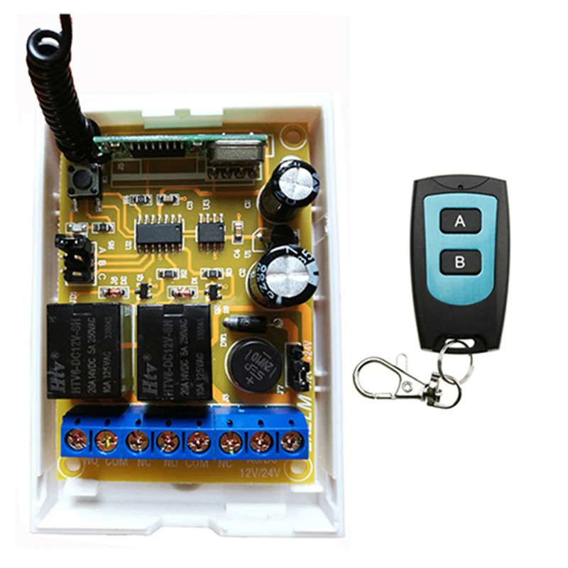 DC12V DC24V 2CH Radio Controller RF Wireless Relay Remote Control Switch 315 MHZ 433 MHZ Transmitter+1 Receiver /lamp/ window