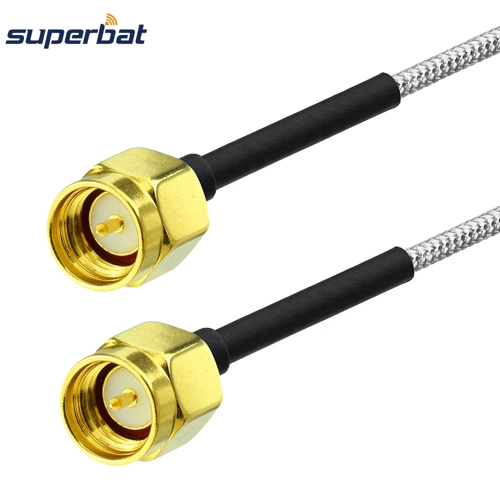 Superbat SMA Plug to Male Straight Connector Pigtail Cable RG405 .086 100cm for GSM CDMA 3G 4G GPS WIFI DAB Ham TV Antenna