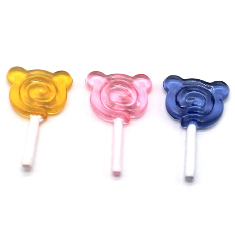 1:12 Scale Bear Shape Lollipop Simulation For Dollhouse Miniature Toy Doll Mini Resin Food Kitchen Livingroom Supplies 3Pcs