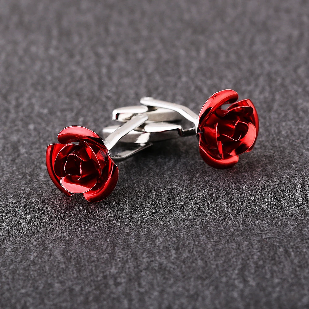 KFLK brand men\'s shirt cuff button The red rose cufflinks wedding gift button 2018 new products guests