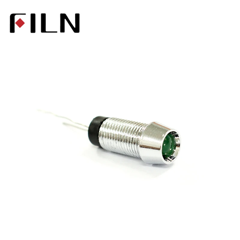 LED de 8mm, metal, latón, sin resistencia, el más barato 3V, 6V, 12V, 110V, 220V, luz piloto roja, verde, amarilla, azul