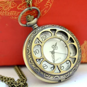 9013 большие бронзовые кварцевые карманные часы, большой креативный дизайн, перфорированные лепестки, карманные часы, ожерелье 9013