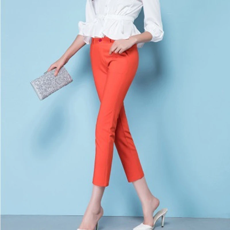 Women Spring Candy Colors Pencil Pants Elegant Stretch Plus Size 4xl Mom Spodnie Leggings Pantalones Fashion Skinny Trousers