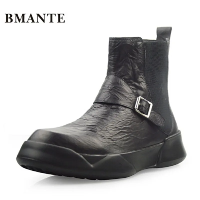 

Winter Men Genuine Leather Boots Luxury Trainers Male Adult Ankle Fur Boots Casual Zip Spring Black Darkness Sneaker High Street
