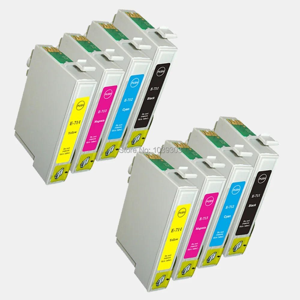 

8 Pack T0711 T0712 T0713 T0714 Ink Compatible For Epson Stylus DX8400 DX8450 DX9400 DX9400F with Chip Inks of Printer