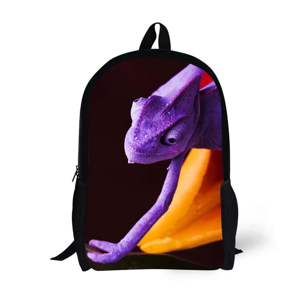 Animal Lizard Print Backpack Children School Bags For Teenager Girls 17 Inch Backbag Laptop Backpack Mochila Bag Cabrite Design