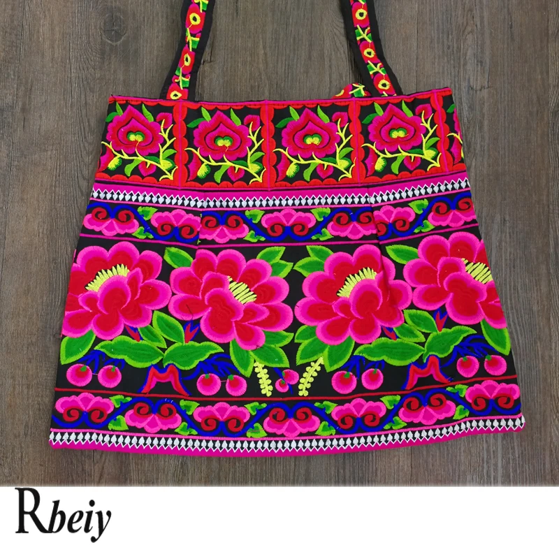 New Double-sided embroidery Ethnic bags Vintage large size canvas bag woman bag casual shoulder bags