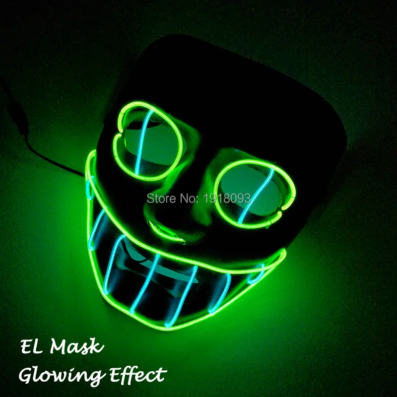 New EL Wire Mask Neon Light uo Mask LED Mask for Halloween Holiday Lighting Party and Horror Party Cosplay Series Mask