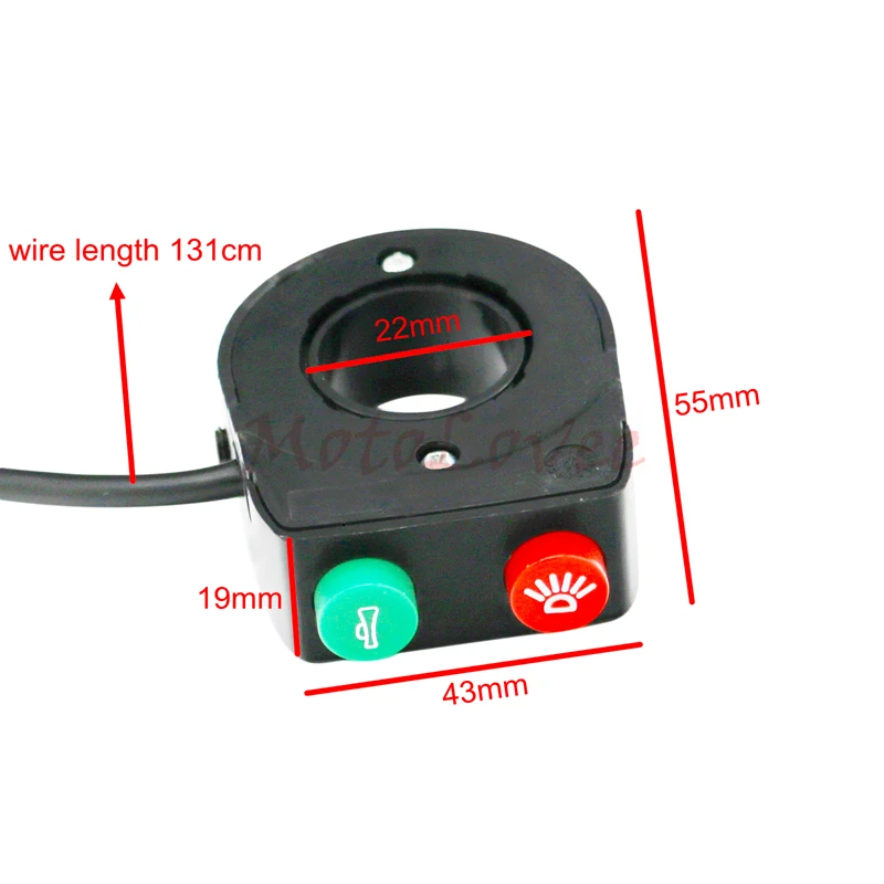 MotoLovee Dual Function Light Horn Switch Black ON-Off 12V Motorcycle HeadLight Switch 22mm image 2