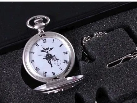 Heißer Verkauf Full Metal Alchemist Taschenuhr Vintage Steampunk Halskette Anhänger Quarz Uhr Geschenke für Männer Frauen Kinder Geschenk