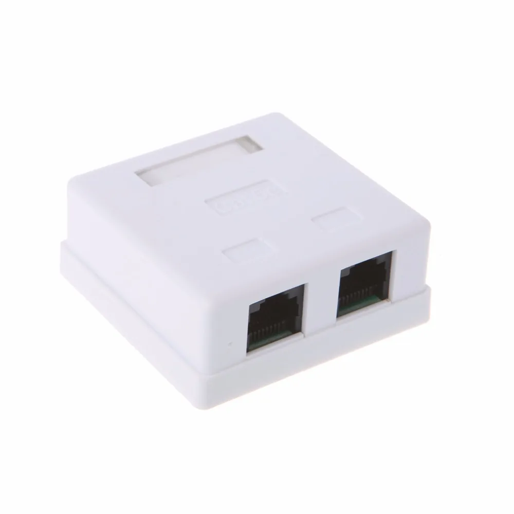 RJ45 Junction Box CAT5e Network Connector 2 Port Desktop Extension Cable Ethernet Box White