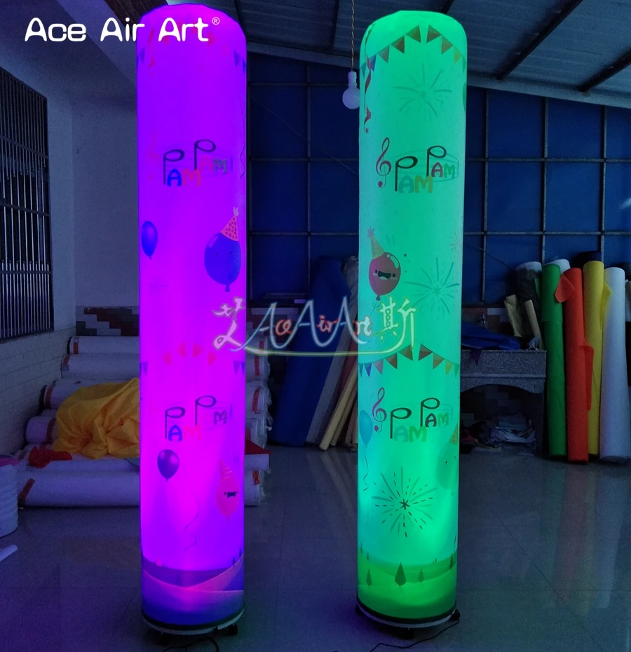 2 PCS LED Illuminate Inflatable Pillar Lighting Tube/Column with Base Air Blower Outstanding for Wedding Stage Yard Decoration