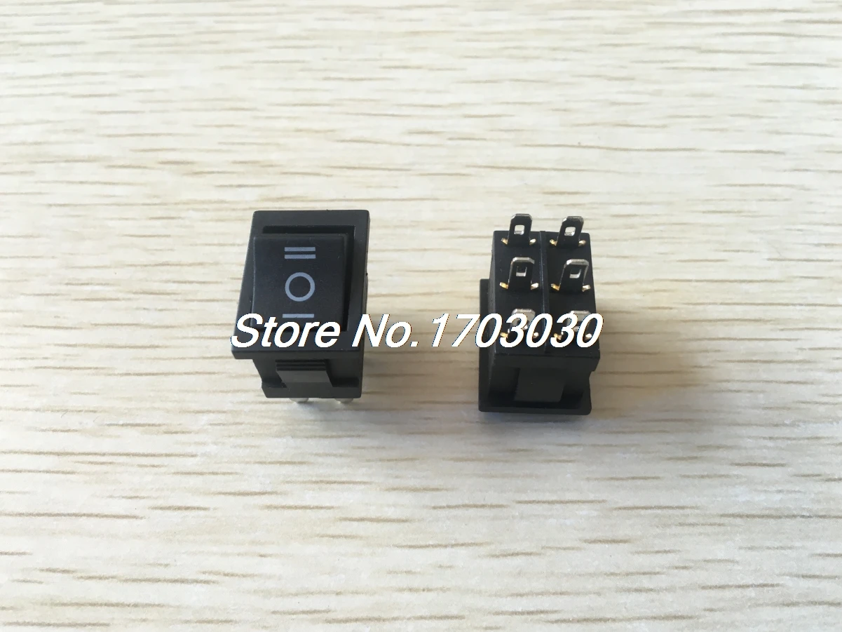 5 Pcs 6 Pin DPDT ON-OFF-ON 3 Position Snap in Rocker Switch 6A/250V 10A/125V AC