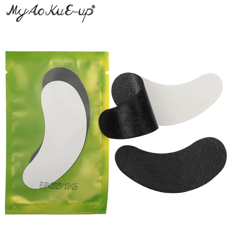 Schwarze Film-Augen-Gel-Patches für Wimpernverlängerungswerkzeuge, Perle, 50 Paar Augenspitzen, Aufkleber, Wraps, Make-up-Werkzeug unter den Augenpads – Detail 9